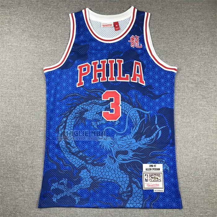 Maglia
 Allen Iverson NO 3 Philadelphia 76ers Throwback Asian Heritage 1996-97 Blu
